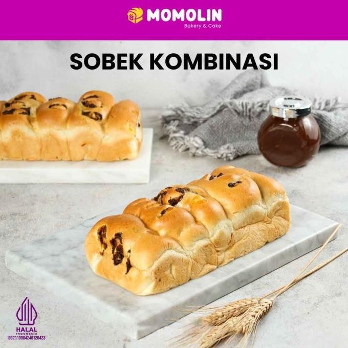 

Momolin Bakery - Roti Sobek Kombinasi - Roti Sobek Coklat Keju Srikaya Stok Terbatas