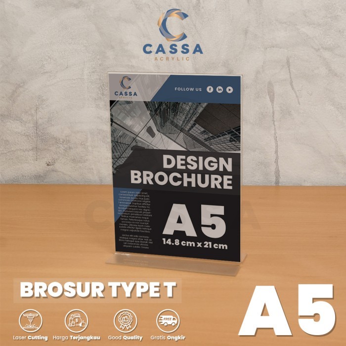 

PROMO! TEMPAT BROSUR / TENT HOLDER / TENT CARD AKRILIK DISPLAY 2 SISI A5