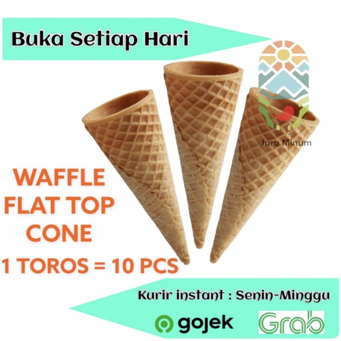 

Waffle cone Flat Top 1 dus 250 pcs / kon es krim / kue contong