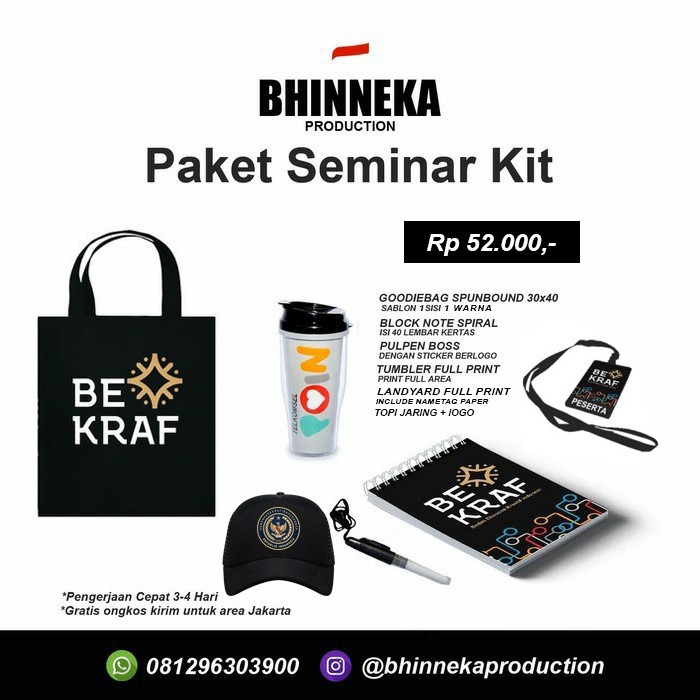 

PROMO! Paket Seminar KIT Reguler + Topi dan Tali Lanyard + Nametag