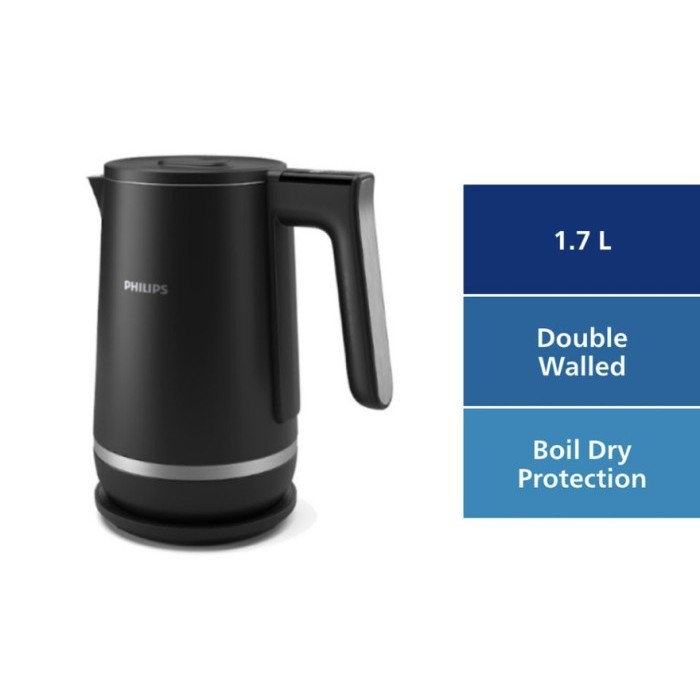 

PHILIPS Double Wall Kettle 7000 Series HD9396/90, 1.7L, Stainless Steel, Digital Display