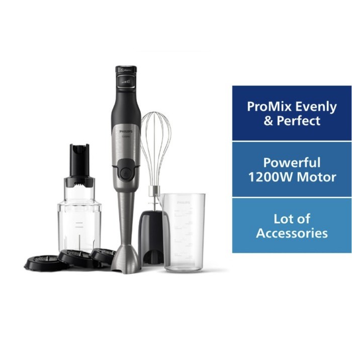 

PHILIPS High Power Hand Blender 5000 Series - HR2684 1200W, Multi Accessories, XL Chopper, Whisk,