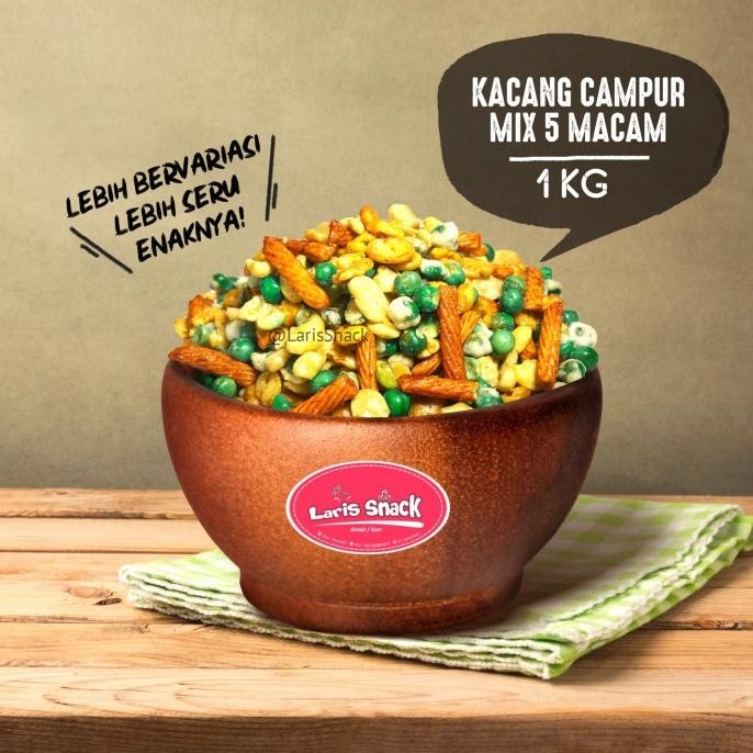 

KACANG CAMPUR MIX 5 MACAM GURIH RENYAH KILOAN 1000GR