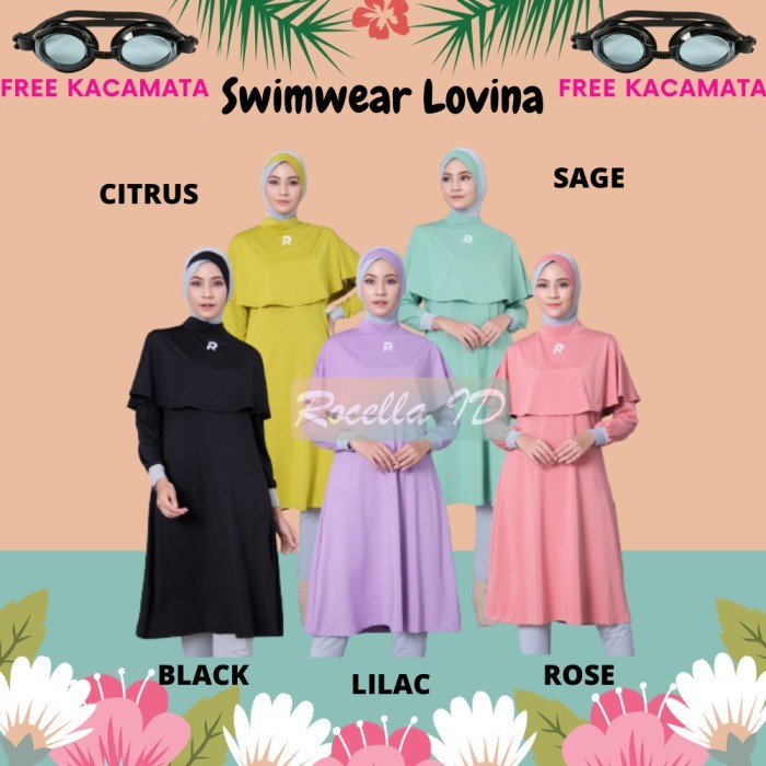 TERLARIS ROCELLA SWIMWEAR LOVINA + KACAMATA RENANG ROCELLA SWIMWEAR LOVINA, ROCELLA LOVINA, BAJU