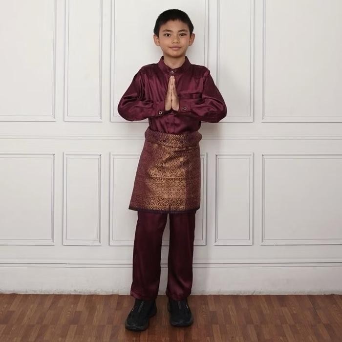 SET TELUK BALANGA MELAYU ANAK PLUS KAIN SONGKET BAJU KURUNG MELAYU ANAK LAKI LAKI