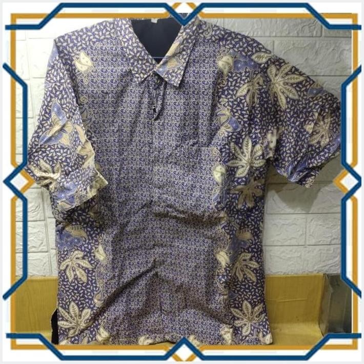 [MEL] BAJU BATIK PRIA LENGAN PENDEK UNGU