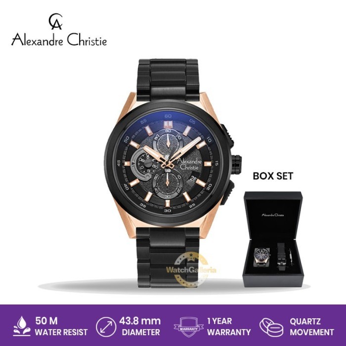DISKON Jam Tangan Pria Alexandre Christie AC 6654 MC BBRBA BOX SET Original