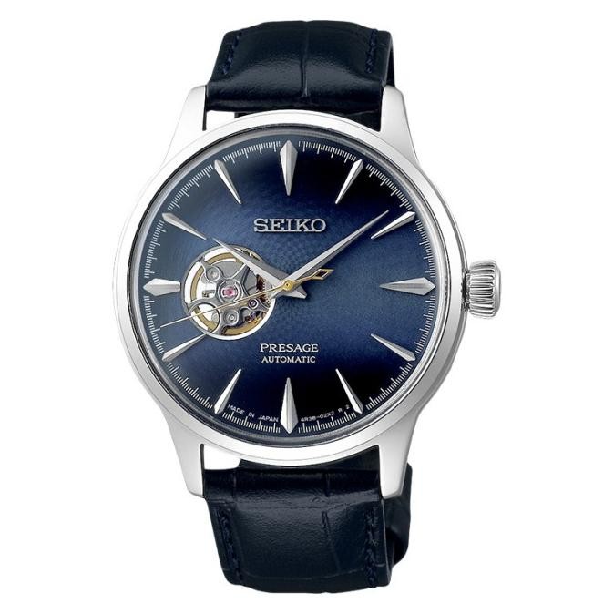 Seiko Presage SSA405J1 Cocktail Blue Moon Open Heart Dial Blue Leather