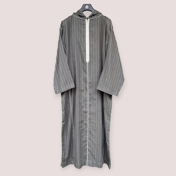 Gamis Hoodie/Kapucong/Djellaba Maroko/Jalabah Jubah Flanel Abu Salur {TerlarisBest Seller}