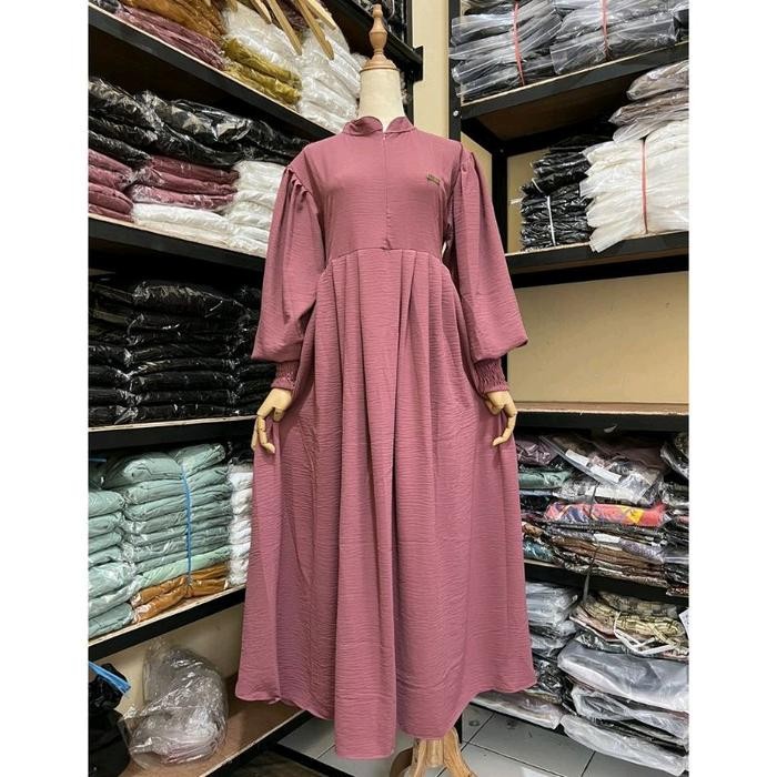 Gamis Crinckle Airflow / Gamis Lengan Balon Muslim Wanita Dress Baju Crinkle