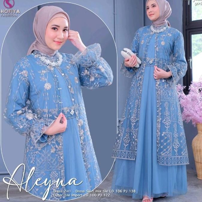 Aleyna Shofiya Fashion Dress 2 in 1 set Gamis Dress Brokat Lebaran  Kondangan Pesta Bahan Skirt Mix 