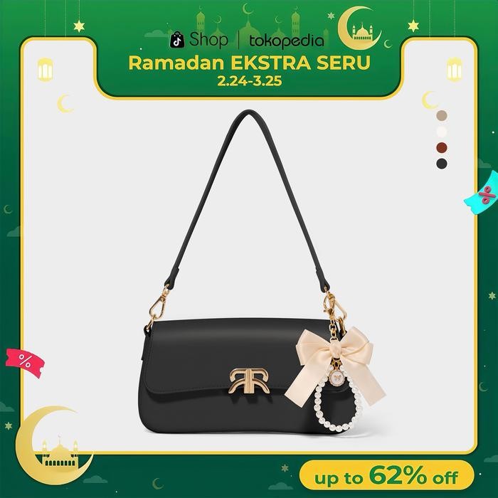RAINSMORE Baguette Bag Tas Selempang Wanita Tas Sling Bag Wanita Tas PU Leather Shoulder Bag Wanita
