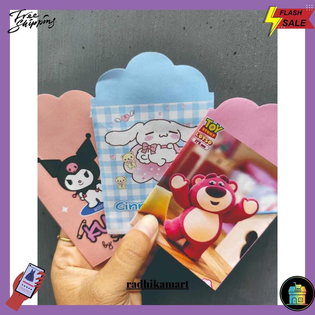 

50 Pcs Amplop Lebaran 2025 Siap Pakai Motif Labubu Dan Sanrio Cod