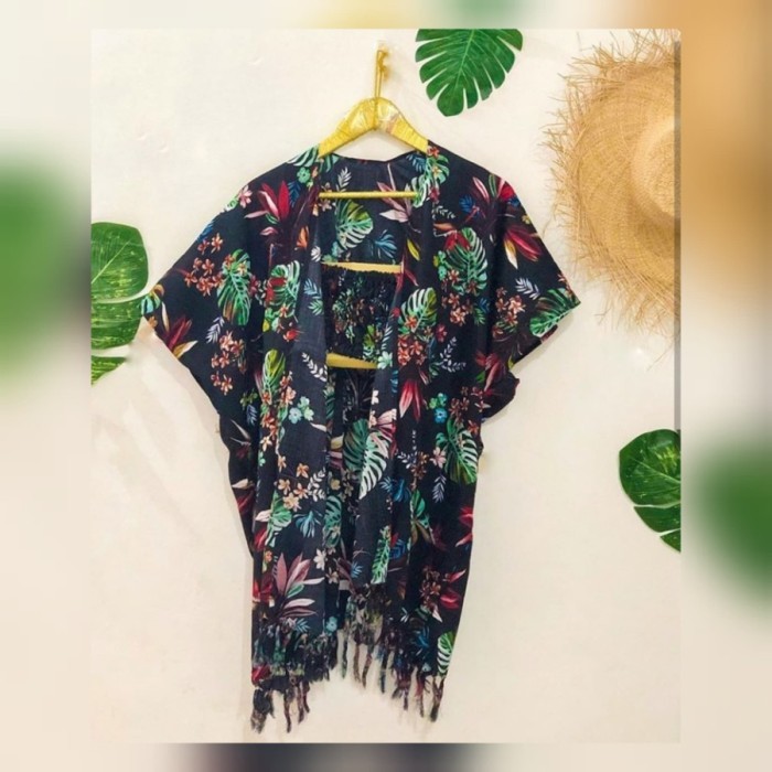 BAJU PANTAI BALI SETELAN PANTAI HAWAII TROPICAL (OUTER FRINGE+KEMBEN)