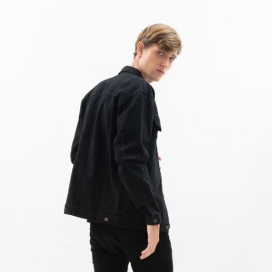 Murah Houseofcuff Jaket Jeans Pria Polos Tebal Dilan Jaket Denim Hitam