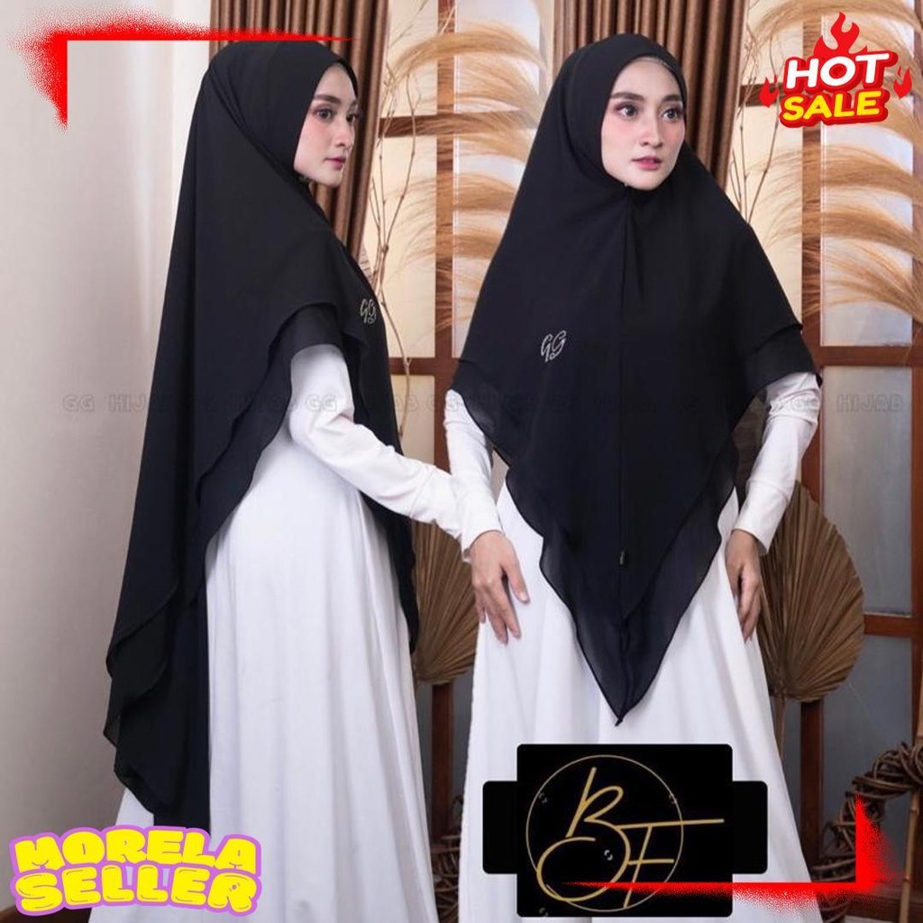 Hijab Jilbab Warna Putih / Bw Khimar Jumbo SyarI Swarosky Ceruty Babydoll Diskon Setengah Harga