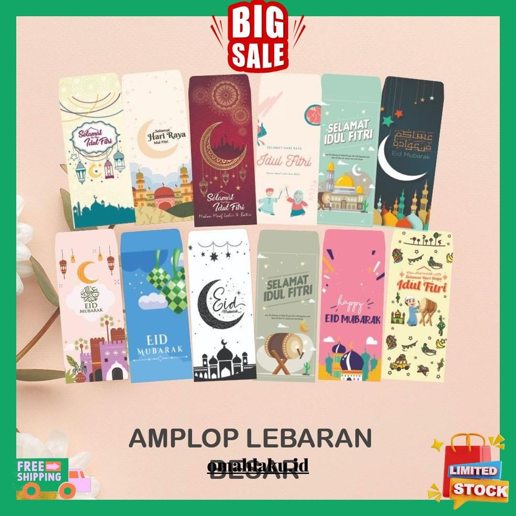 

(10 Pcs) Amplop Lebaran/Eid Mubarak/Ramadan Kareem/Idul Fitri/Amplop Angpao/Amplop Lebaran Gratis Ongkir
