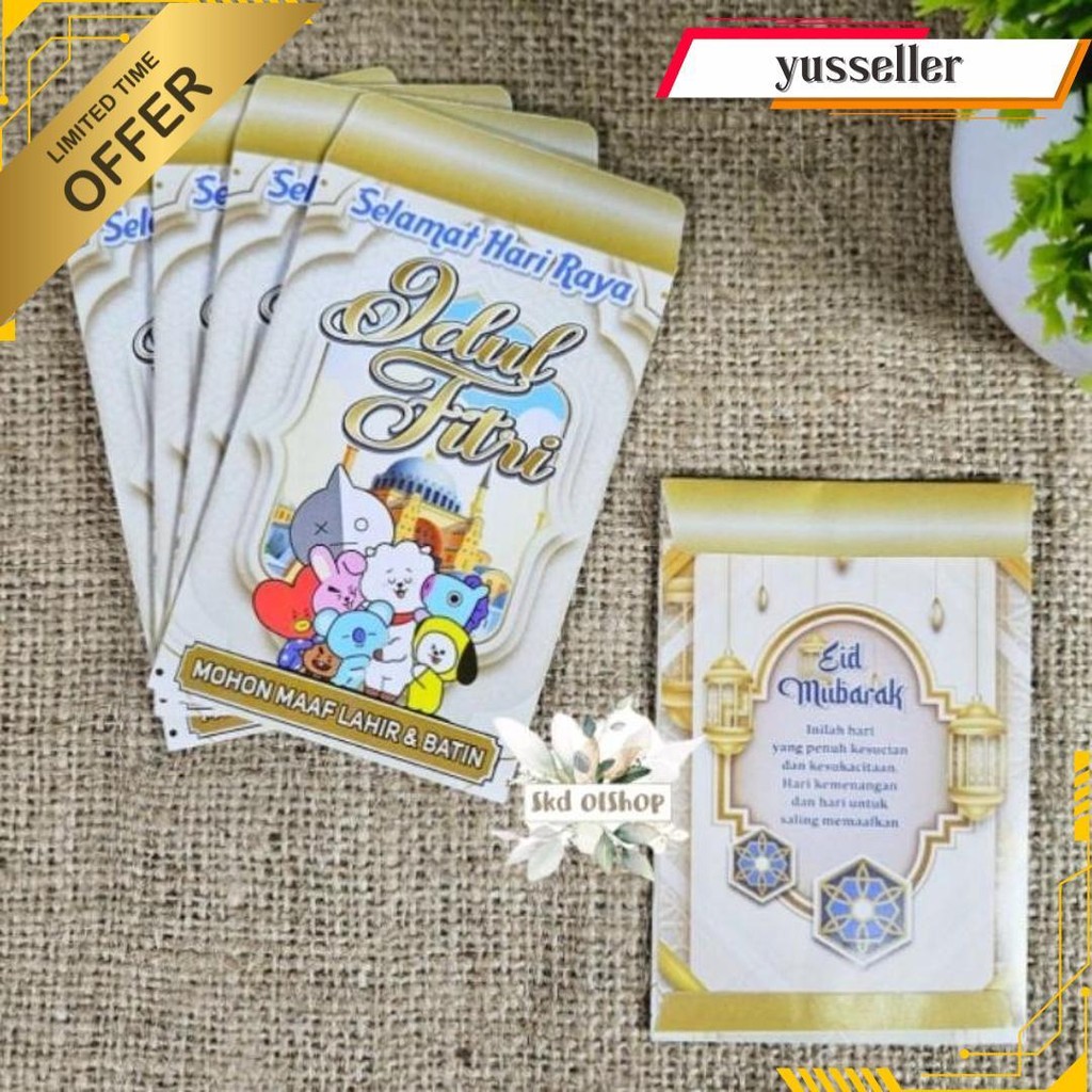 

100 Lembar Amplop Lebaran Idul Fitri Motif Bts Size Medium Mix Gambar Gratis Ongkir