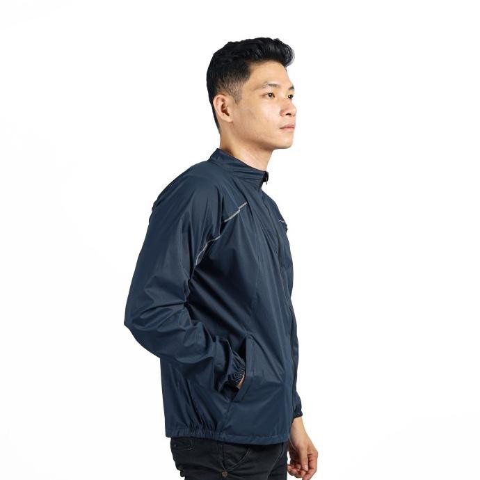 Promo Jaket Sport/Running Pria Zoleka Burnmax Anti Air Dan Angin - Navy