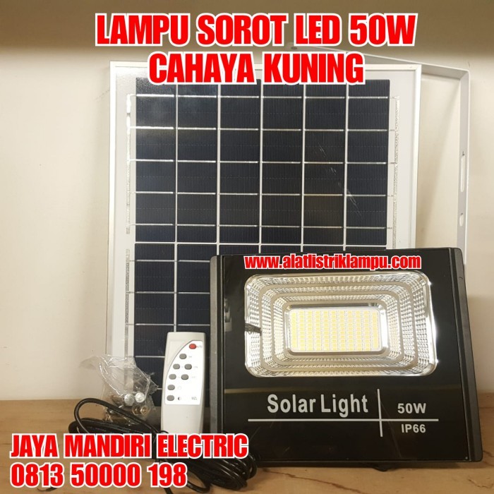 Lampu Sorot Tenaga Surya 50 Watt Kuning Solar Cell Panel 50W 50Watt