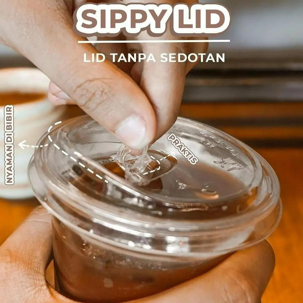 Bisa COD Tutup Cup Gelas PET Strawless 93mm Sippy Lid / Tutup Plastik Cup Anti Tumpah Tanpa Sedotan 