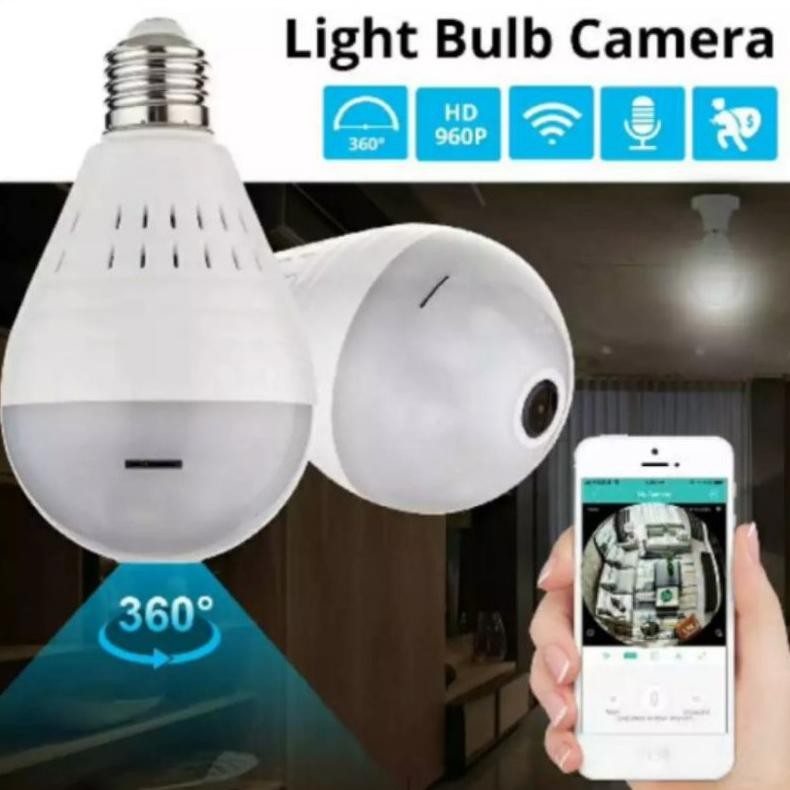 gq-68 Kamera CCTV IP Camera V380 BOHLAM LAMPU 360 View Wifi Wireless / CCTV Bola Lampu Berkualitas