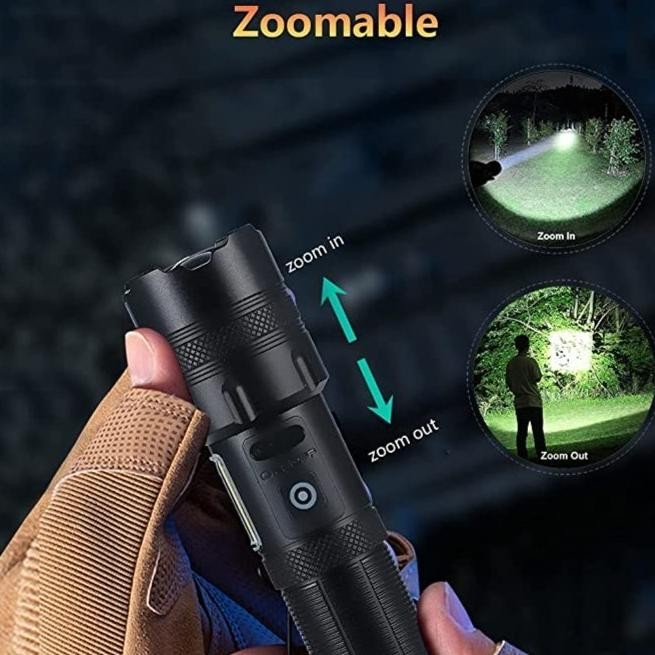 Senter Led Xhp70.2 P70 Baterai 26650 9000Lm Zoom Flashlight Charge Usb Original Dan Terpercaya
