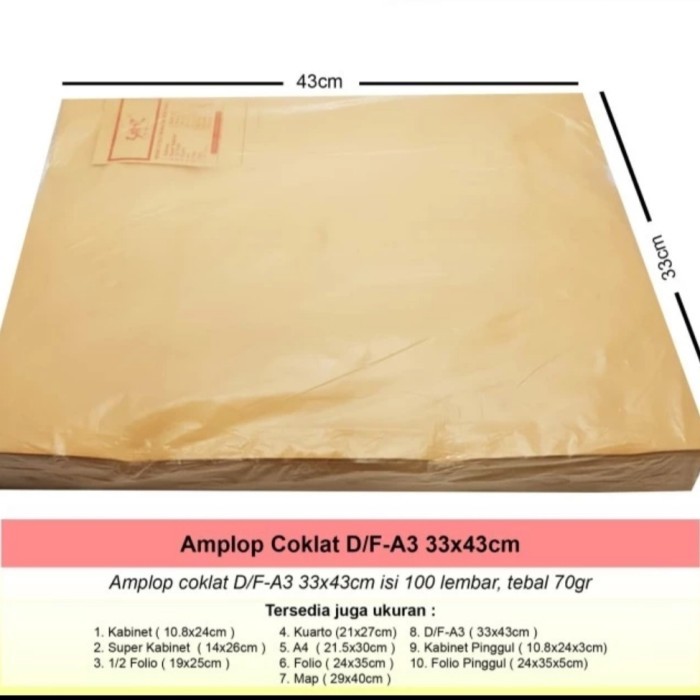 

Amplop Coklat A3 Garan (100 Pcs)