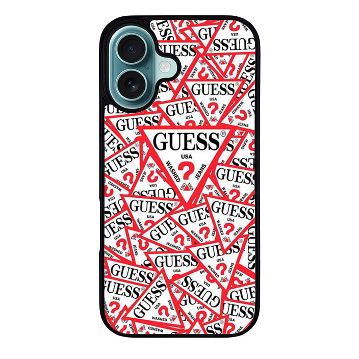 Case Casing iPhone 16 15 14 13 12 11 Pro Max Plus Mini Guess Merah NA00292