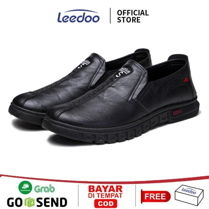 Leedoo Sepatu Slip On Casual Formal Pria Anti Slip Sepatu Kantor Mc413