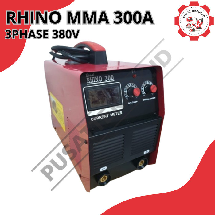 MESIN LAS INVERTER 300A RHINO TRAFO LAS MMA 300 3PHASE Ori Black Rhino