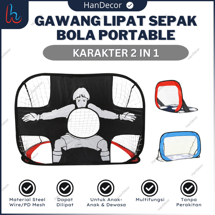 GAWANG FUTSAL LIPAT SEPAK BOLA PORTABLE KARAKTER GAWANG KARAKTER
