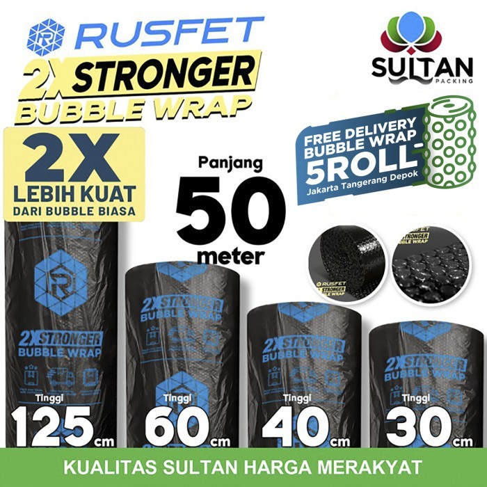 

Bubble Wrap 50Meter Rusfet Hitam Dkm Plus Bubblewrap Termurah / Roll