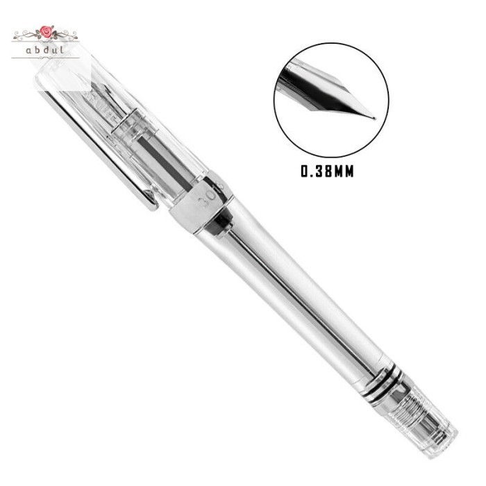 

Transparent Piston Fountain Pen Clear Ink Pen EF F Nib Extra Fine