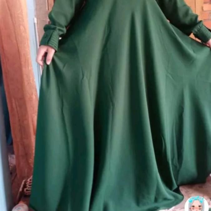 Gamis hijau botol polos premium-gamis wanita polos hijau tua-gamis Terlaris