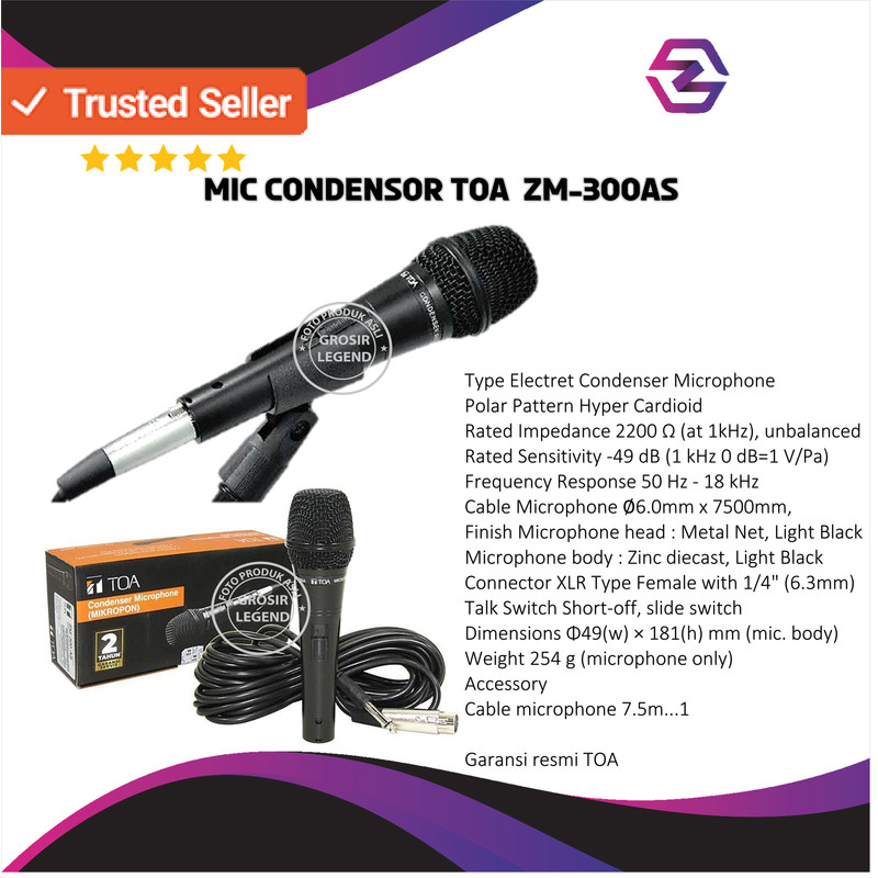 Mic Kabel Condenser Condensor TOA ZM300AS ZM 300 AS TOA ZM-300AS