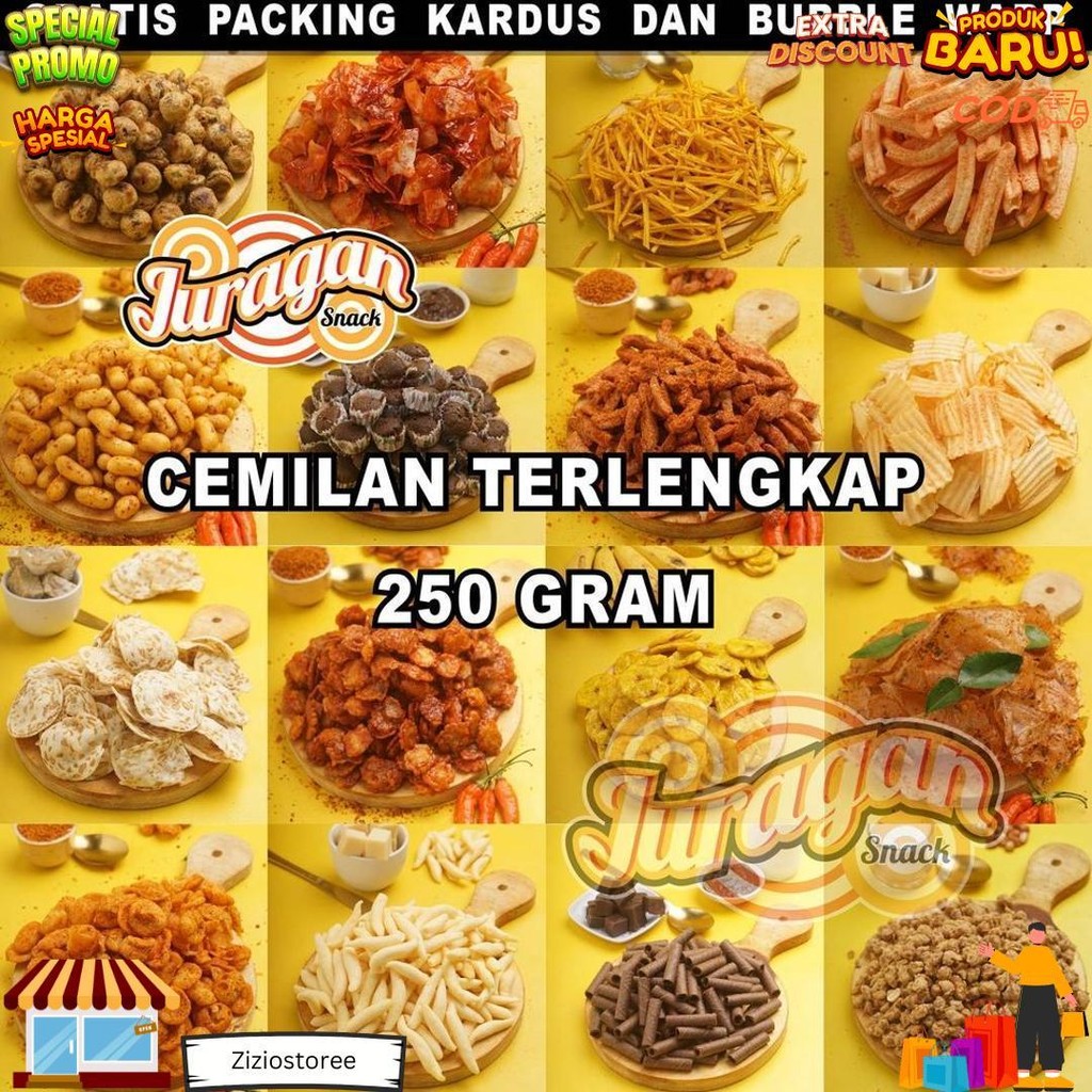 

Snack Kiloan Terlengkap 250 Gram Makanan Ringan Jajanan Cemilan Camilan Pedas Asin Gurih Manis Murah D Promo 10.10
