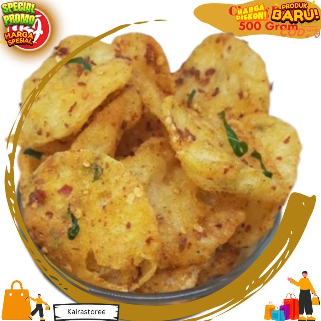 

Keripik Cireng Pedas / Keripik Cireng / Keripik Cireng Pedas Daun Jeruk 500Gram D Best Seller