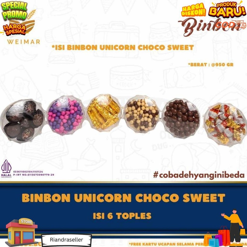 

Binbon Unicorn Choco Sweet - Paket Coklat Mix 6 Toples D Cod