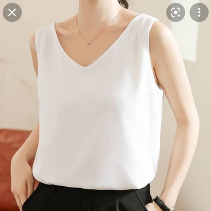 Inner Tanpa Lengan Putih Wanita Dalaman Blazer
