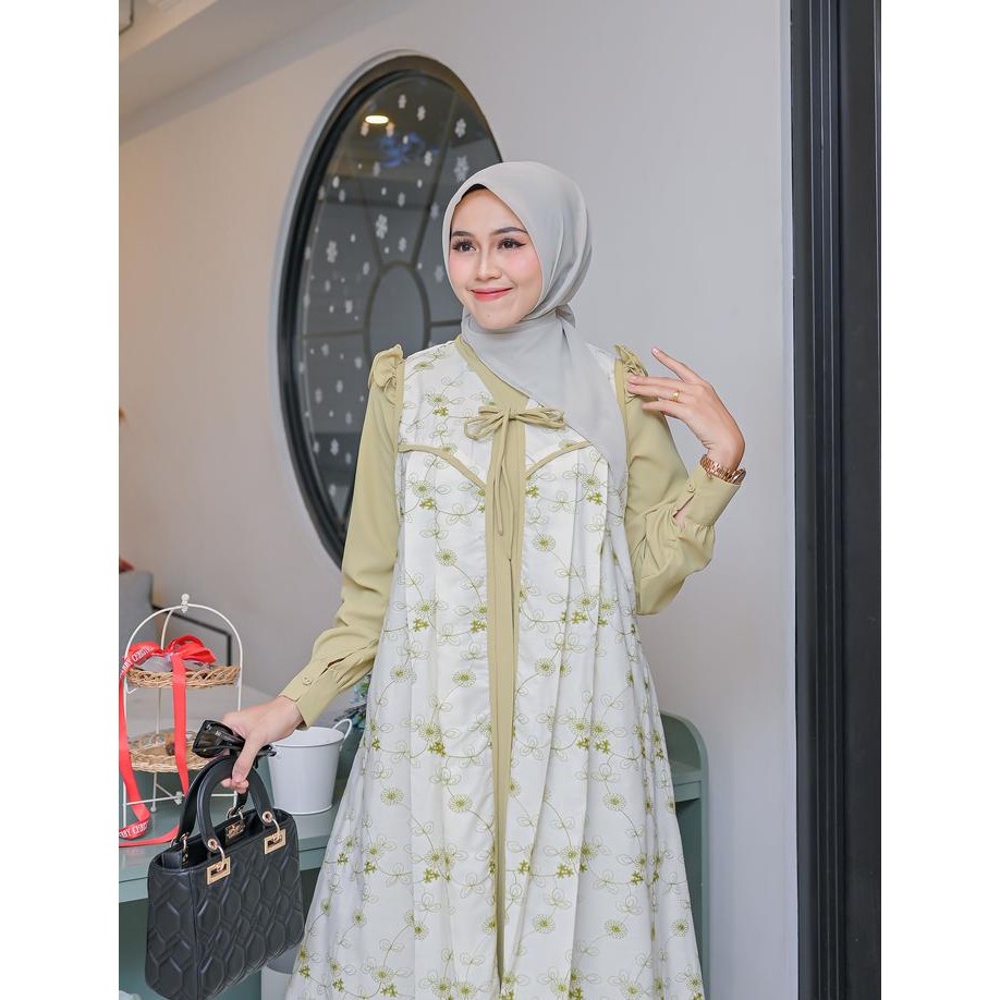 Searayaofficiall - Maureen Gamis Wanita Terbaru Gamis Outer Wanita Gamis Bordir Dress Katun Mewah