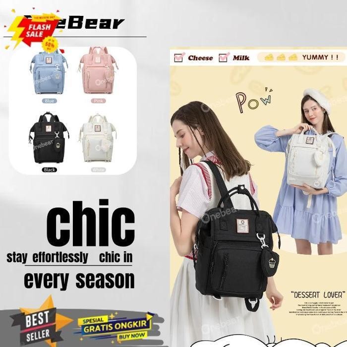 DISKON ONEBEAR BACKPACK KOREA SMA WANITA TAS SEKOLAH RANSEL FASHION WATERPROOF LAPTOP BACKPACK JEPAN