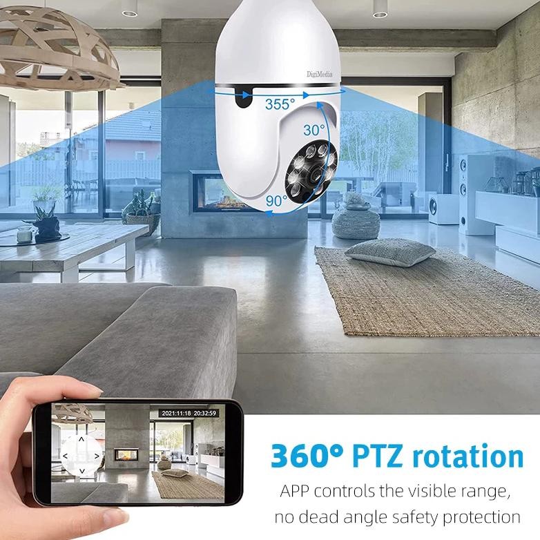 uk-68 CCTVKamera CCTV Bohlam 4MP 360 Pasang di Dudukan Lampu, WiFi Indoor/Outdoor + Night Vision War