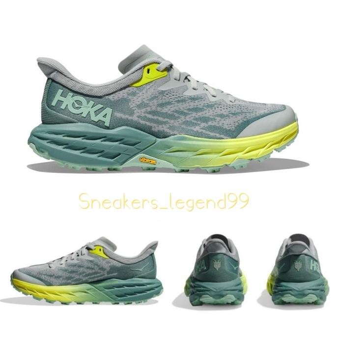 SepatuHikingTrailRunningHokaSpeedgoat5Vibram Grey Green Yellow Terlaris