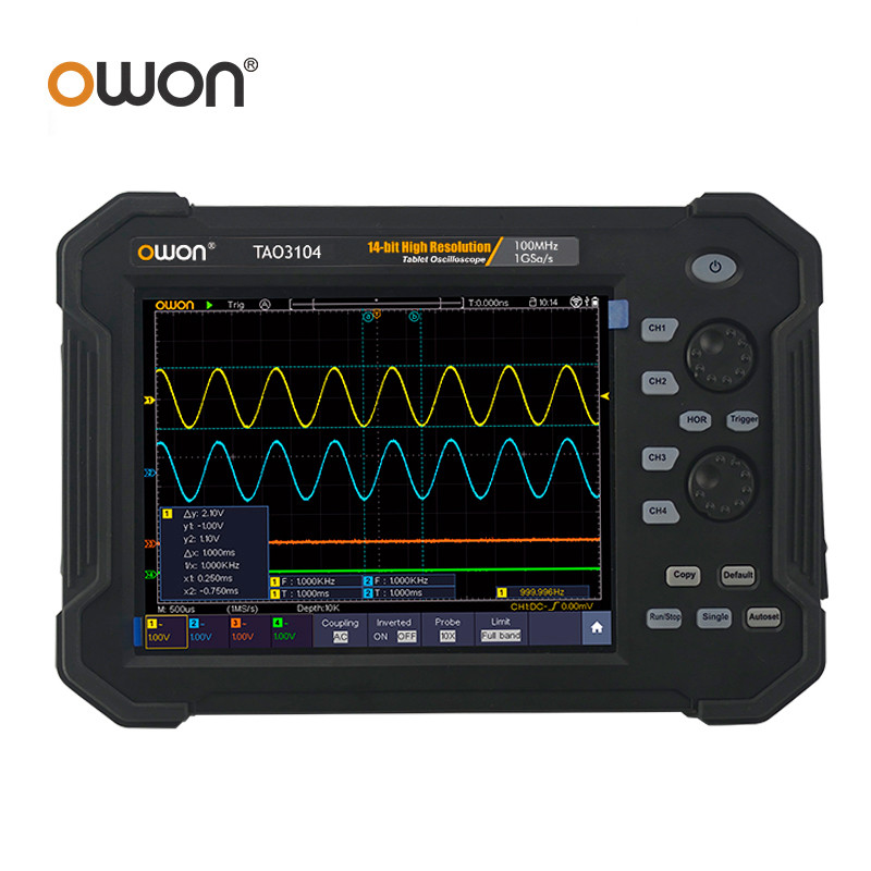 TOKOBATAKL OWON TAO3074 TAO3104 Handheld Digital Oscilloscope 4CH 100MHz 1GS/s 40M Record Length 8in