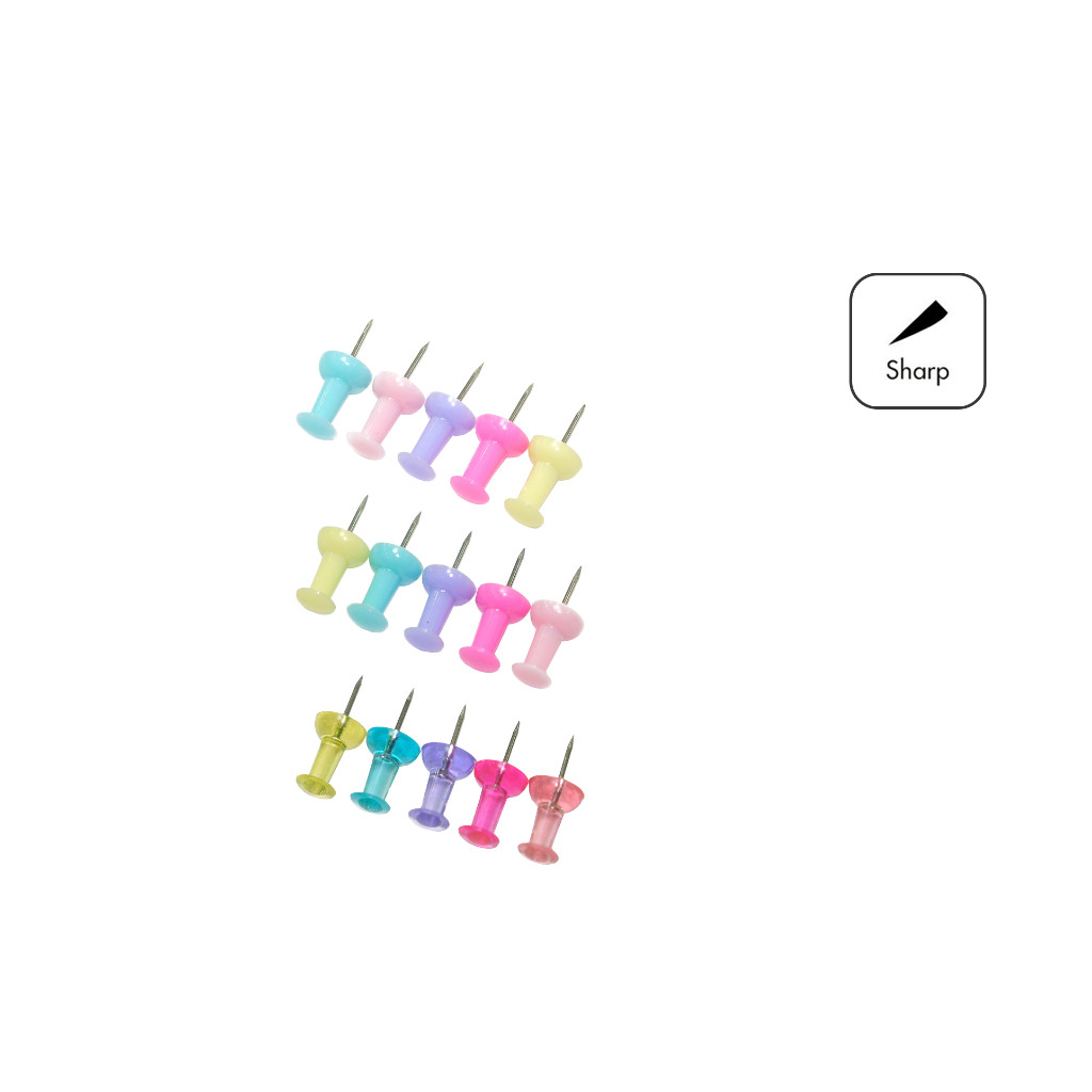 

[Avjaya Stationery] Bantex Push Pin / Paku Pin / Jarum Tekan 23 mm Warna Warni Pastel Satu Set
