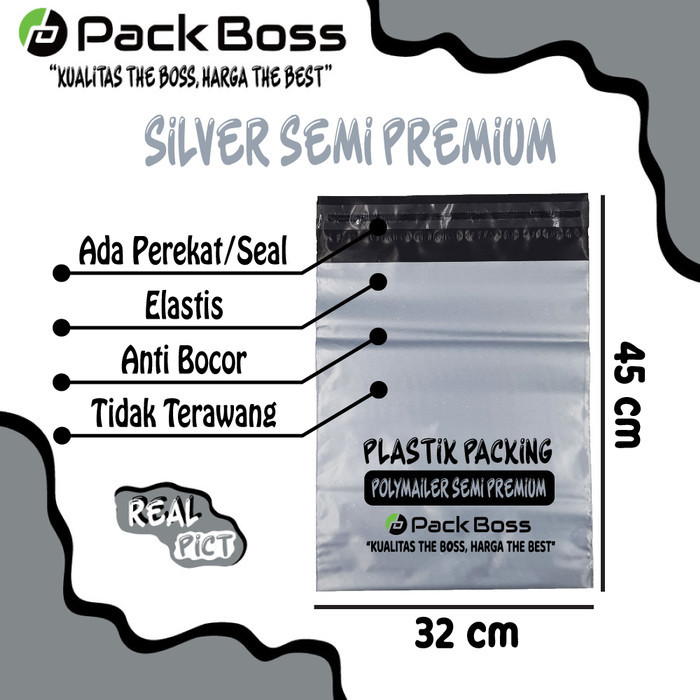 

32X45 Silver Semi Premium Polymailer Packaging Online Ada Perekat Original