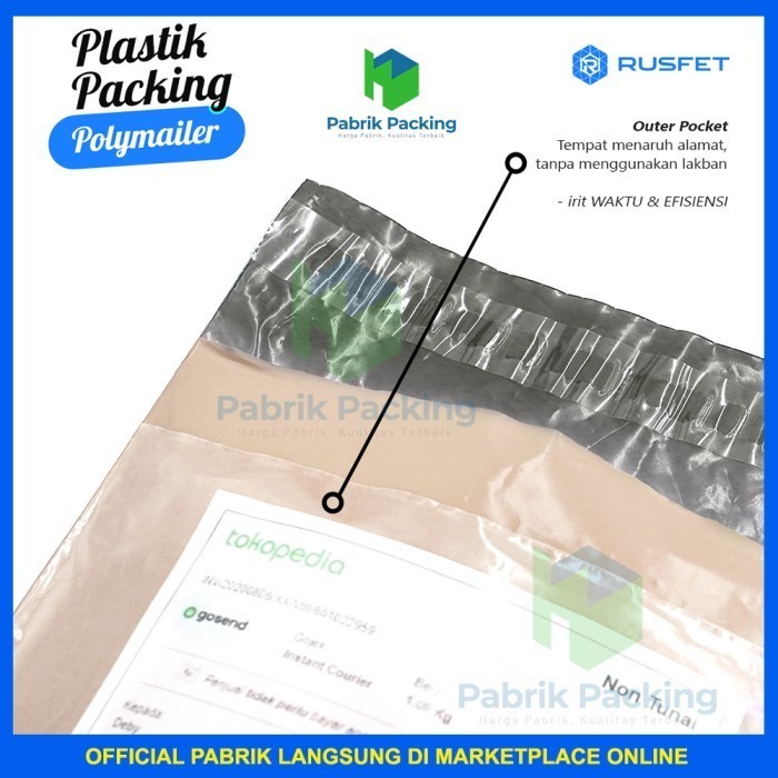 

Polymailer Amplop Packing Rusfet / Peach Polos 17X25 / Per Pack Murah New