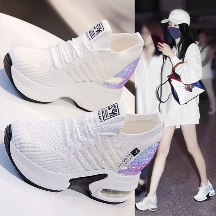 Sepatu Putih Wanita Import Sepatu Cewek Sneakers Tinggi Terbaru Sp-145