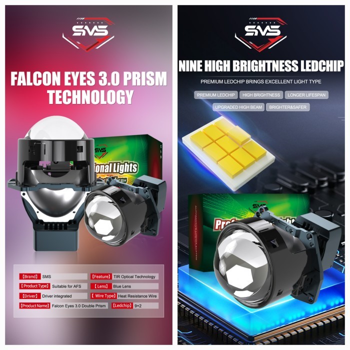 

BOOM SALE biled projector garansi 2,5th projie bi led sms Falcon Eyes 3.0 double prism dual prisma